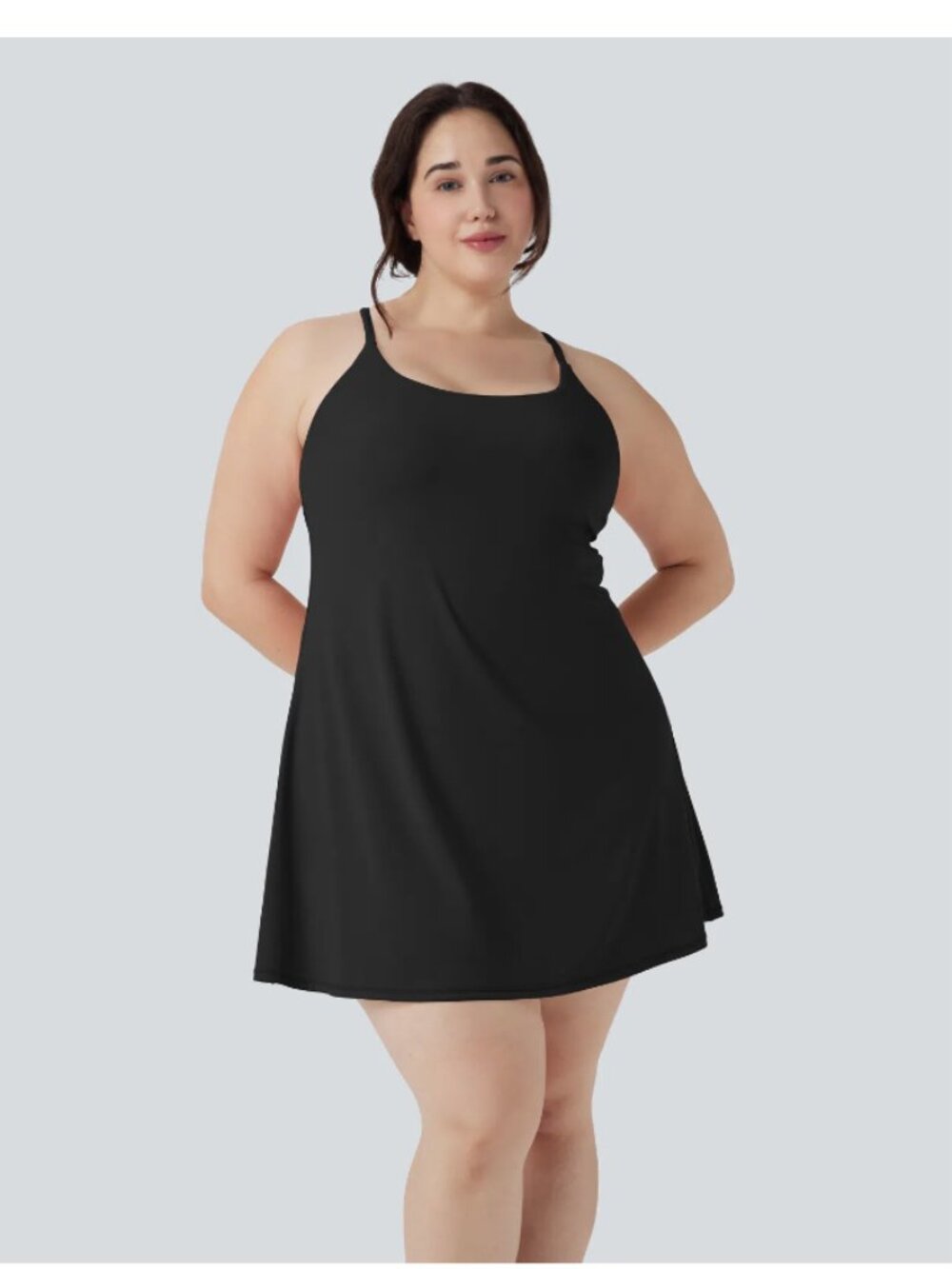 HALARA Black A-Line Romper Dress